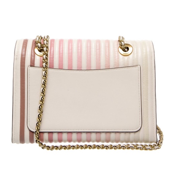 Coach Leather Shoulder Bag – Striped, Chain Strap - Picture 4 of 11